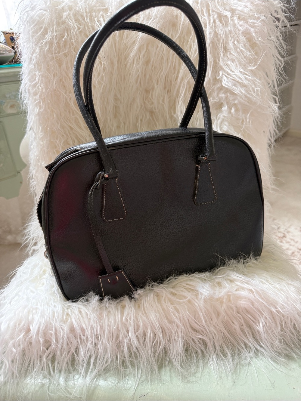 Prada Black Dome-Style Shoulder Bag with Dual Handles